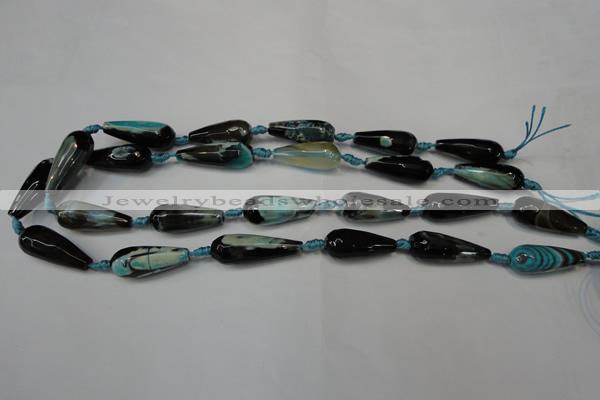 CAG5760 15 inches 10*30mm faceted teardrop fire crackle agate beads