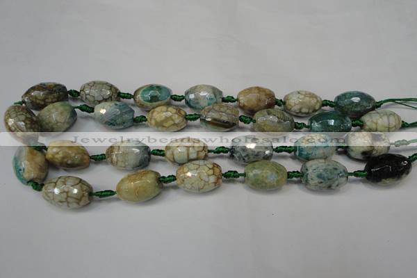 CAG5788 15 inches 13*18mm faceted rice fire crackle agate beads