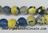 CAG5805 15 inches 10mm faceted round fire crackle agate beads