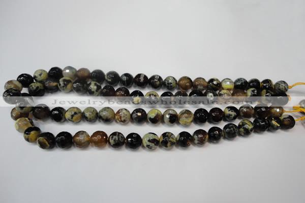 CAG5806 15 inches 10mm faceted round fire crackle agate beads