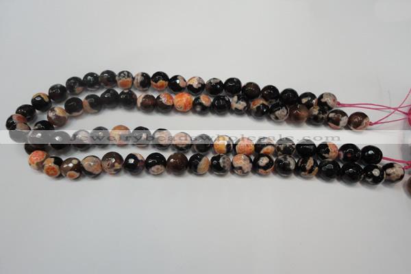 CAG5808 15 inches 10mm faceted round fire crackle agate beads