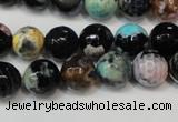 CAG5813 15 inches 10mm faceted round fire crackle agate beads
