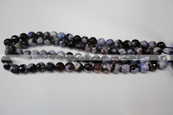 CAG5814 15 inches 10mm faceted round fire crackle agate beads