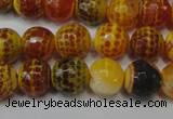 CAG5817 15 inches 10mm faceted round fire crackle agate beads