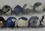 CAG5821 15 inches 12mm faceted round fire crackle agate beads