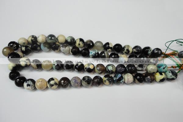 CAG5822 15 inches 12mm faceted round fire crackle agate beads