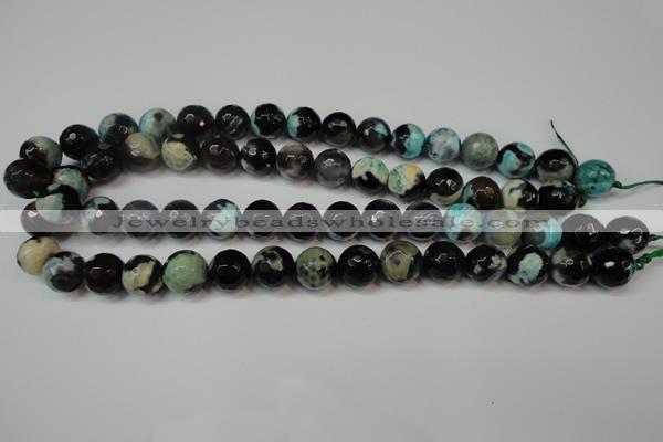 CAG5828 15 inches 12mm faceted round fire crackle agate beads