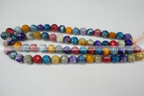 CAG5836 15 inches 12mm faceted round fire crackle agate beads