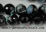 CAG5841 15 inches 14mm faceted round fire crackle agate beads