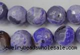 CAG5843 15 inches 14mm faceted round fire crackle agate beads