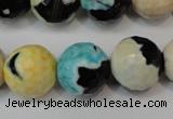 CAG5857 15 inches 16mm faceted round fire crackle agate beads