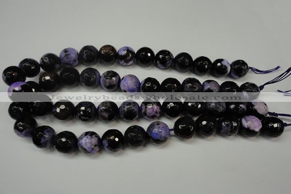 CAG5864 15 inches 16mm faceted round fire crackle agate beads