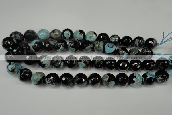 CAG5865 15 inches 16mm faceted round fire crackle agate beads