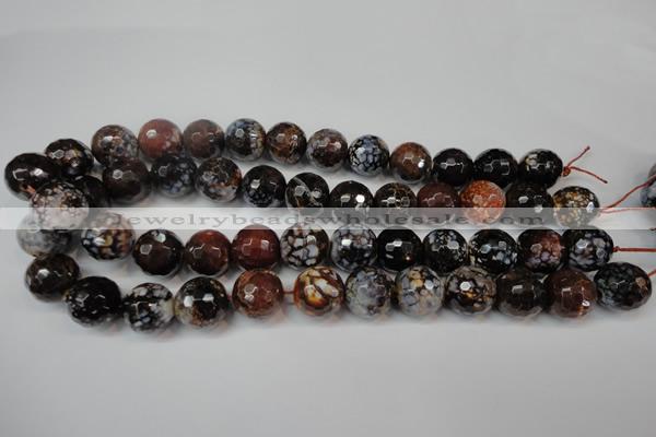 CAG5871 15 inches 16mm faceted round fire crackle agate beads