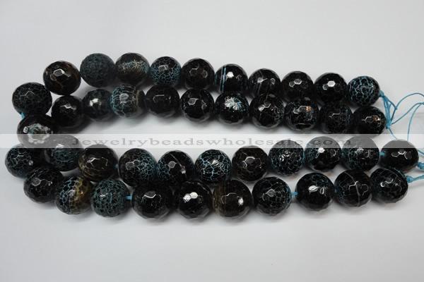 CAG5878 15 inches 18mm faceted round fire crackle agate beads