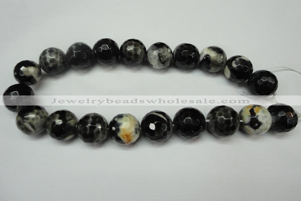 CAG5880 15 inches 20mm faceted round fire crackle agate beads