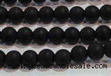 CAG6011 15.5 inches 6mm round matte black agate beads