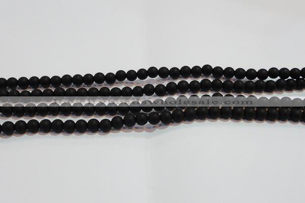 CAG6011 15.5 inches 6mm round matte black agate beads