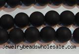 CAG6012 15.5 inches 8mm round matte black agate beads
