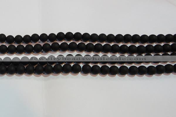 CAG6012 15.5 inches 8mm round matte black agate beads