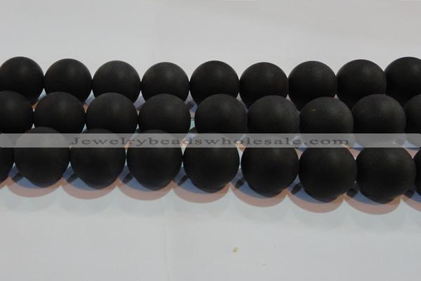 CAG6018 15.5 inches 20mm round matte black agate beads