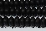 CAG6021 15.5 inches 4*8mm rondelle matte black agate beads