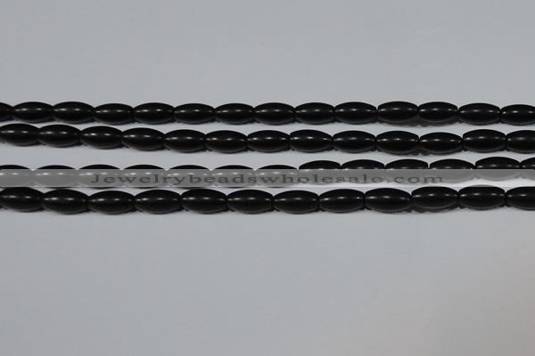 CAG6025 15.5 inches 6*12mm rice matte black agate beads
