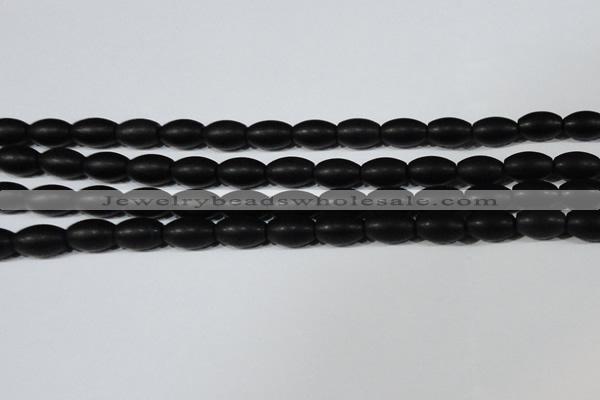 CAG6026 15.5 inches 8*12mm rice matte black agate beads