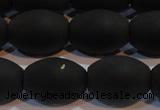 CAG6027 15.5 inches 12*16mm rice matte black agate beads