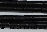 CAG6031 15.5 inches 6*8mm tube matte black agate beads