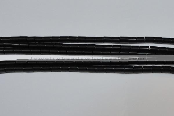 CAG6031 15.5 inches 6*8mm tube matte black agate beads