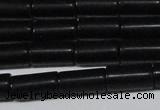 CAG6032 15.5 inches 6*12mm tube matte black agate beads