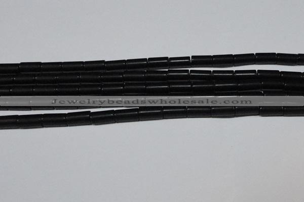 CAG6032 15.5 inches 6*12mm tube matte black agate beads