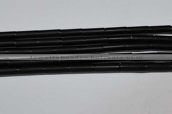 CAG6033 15.5 inches 8*20mm tube matte black agate beads