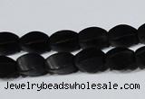 CAG6040 15.5 inches 5*8mm twisted rice matte black agate beads