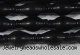 CAG6044 15.5 inches 8*16mm carved vase-shaped matte black agate beads