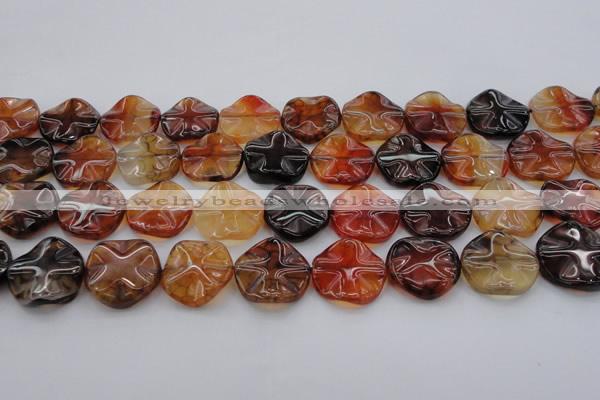 CAG6055 15.5 inches 20mm wavy coin dragon veins agate beads