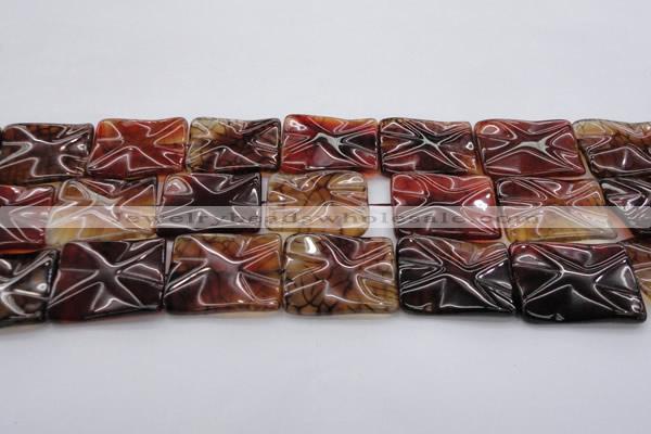 CAG6086 15.5 inches 30*30mm wavy square dragon veins agate beads