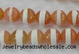 CAG6351 15 inches 10mm faceted round tibetan agate gemstone beads