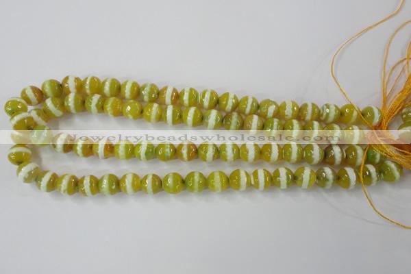 CAG6356 15 inches 12mm faceted round tibetan agate gemstone beads