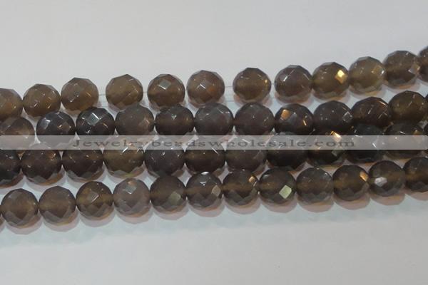 CAG6540 15.5 inches 18mm faceted round Brazilian grey agate beads