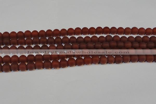 CAG6553 15.5 inches 7mm round matte red agate beads wholesale