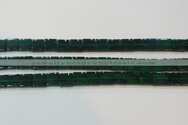 CAG6636 15.5 inches 10*10mm square green agate gemstone beads