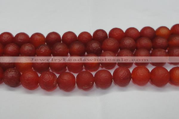 CAG6703 15 inches 14mm round red pilates agate beads