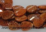 CAG673 15.5 inch 13*18mm faceted teardrop twisted natural fire agate beads