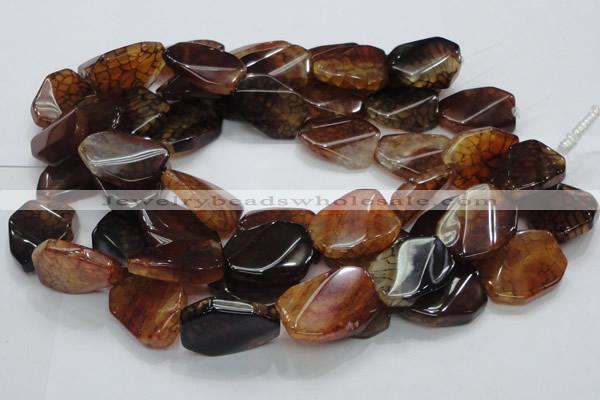 CAG696 15.5 inches 22*32mm twisted freeform dragon veins agate beads
