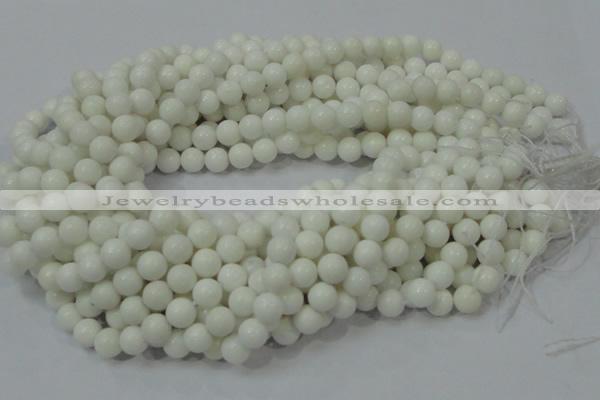 CAG706 15.5 inches 8mm round white agate gemstone beads wholesale