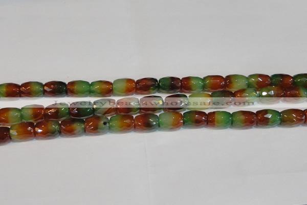 CAG7179 15.5 inches 10*14mm faceted drum rainbow agate gemstone beads