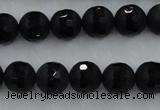 CAG7451 15.5 inches 6mm faceted round matte black agate beads