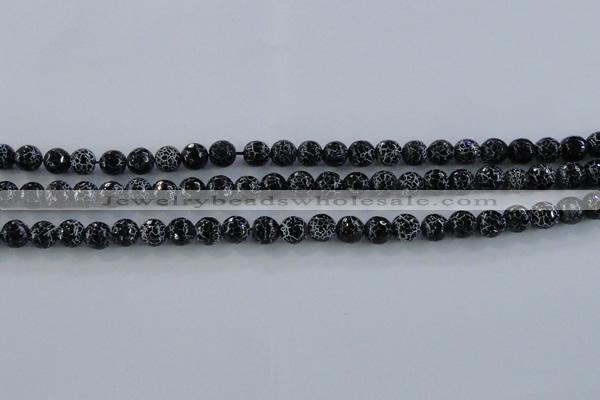 CAG7601 15.5 inches 6mm faceted round frosted agate beads wholesale